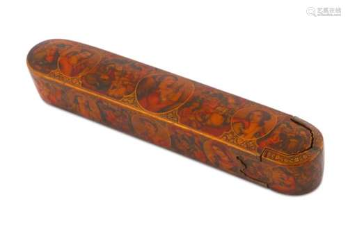 A QAJAR LACQUERED PAPIER-MÂCHÉ PEN CASE (QALAMDAN)