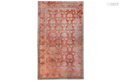 AN ANTIQUE SILK YARKAND RUG, EAST TURKESTAN