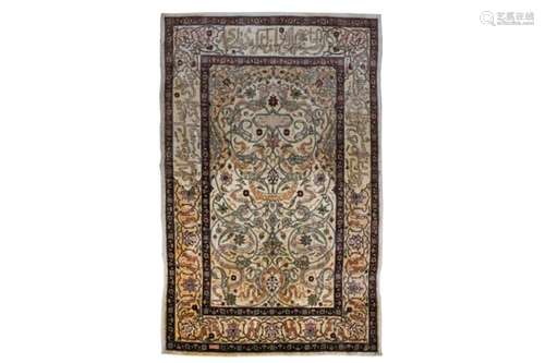 A VERY FINE SILK & METAL THREAD HEREKE PRAYER RUG, TURKEY approx: 4ft.2in. x 2ft.11in.(127cm. x