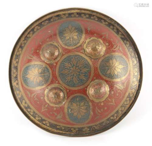 Property of a gentleman - a late 19th century Indian brass small shield, dhal, with four