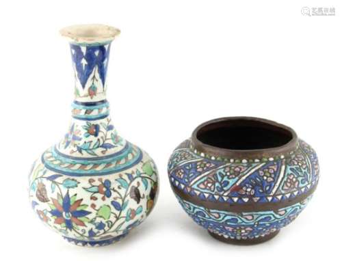Property of a lady - an Ottoman Islamic copper & enamel pot, possibly Syrian, circa 1900, 3.