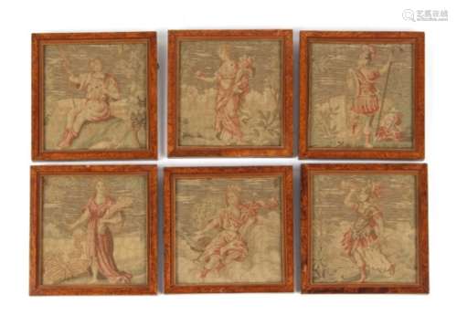 Property of a lady - a set of six tapestry panels, 19th century or earlier, depicting various