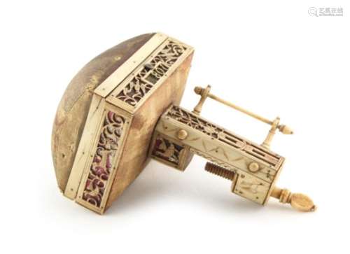 Property of a lady - an unusual early 19th century Continental carved bone lace maker's box, with