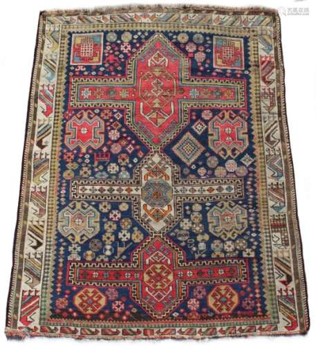 Property of a deceased estate - a late 19th century Caucasian Kazak rug, 59 by 46ins. (150 by