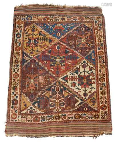 Property of a deceased estate - an early 20th century Caucasian rug with kelim ends, 69 by 47ins. (