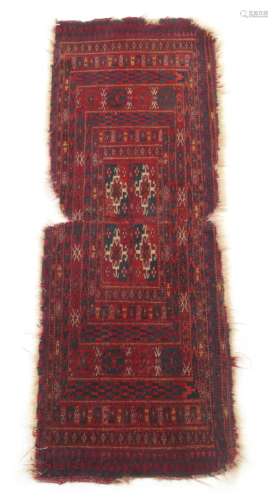 Property of a deceased estate - an antique Esari mat, 37 by 14ins. (94 by 35cms.).
