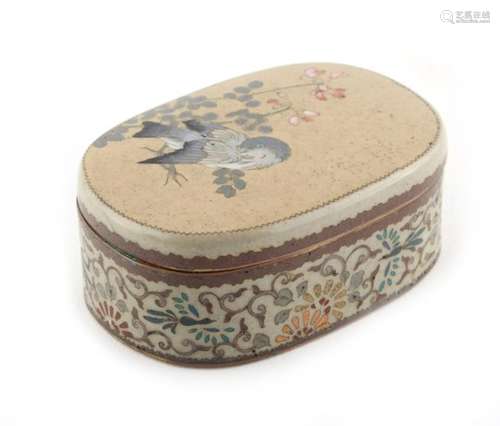 Property of a lady - a Japanese cloisonne oval shallow box, Meiji period (1868-1912), in the