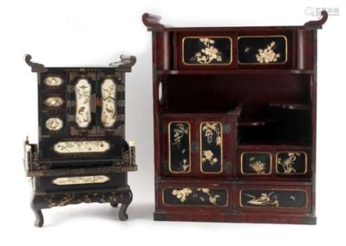 Property of a lady - two Japanese lacquer table cabinets, kodansu, Meiji period (1868-1912), the