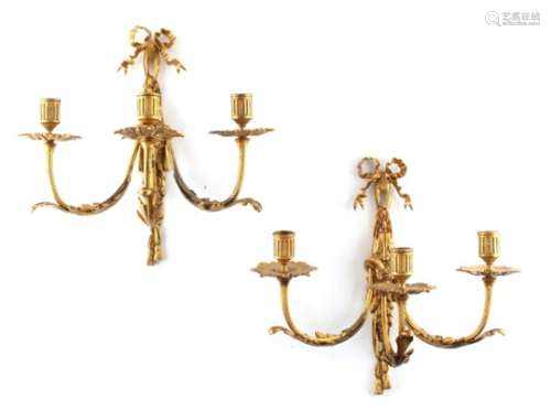 Property of a lady - a pair of late 19th / early 20th century French Louis XV style gilt brass