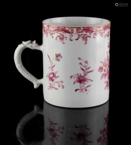 Property of a lady - a Chinese famille rose mug or tankard, Qianlong period (1736-1795), with dragon