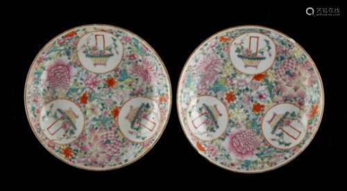 Property of a gentleman - en suite with the preceding two lots - a pair of Chinese famille rose