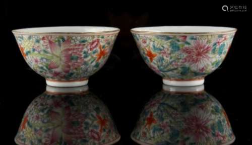 Property of a gentleman - en suite with the preceding three lots - a pair of Chinese famille rose