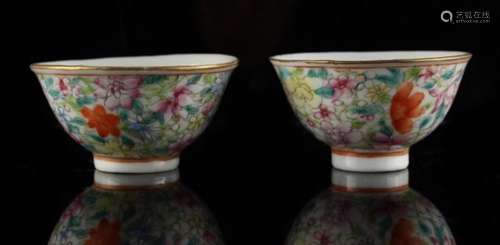 Property of a gentleman - en suite with the preceding seven lots - a pair of Chinese famille rose