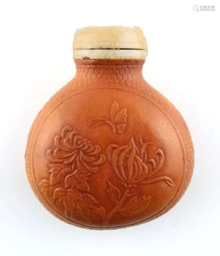A private collection of Chinese cricket cages and related items - an unusual Chinese gourd snuff