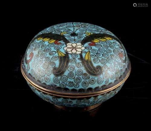 Property of a deceased estate - a small late 19th century Chinese cloisonne bun shaped box, 2.75ins.