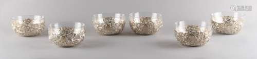 Property of a gentleman - a set of six late 19th/ early 20th century Chinese silver pierced bowls