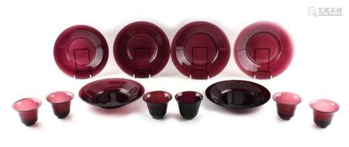 Property of a lady - a set of six late 19th / early 20th century Chinese Peking glass amethyst glass