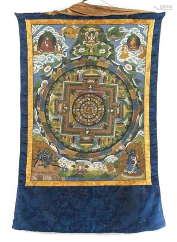 Property of a lady - a Tibetan thankga or thanka, on canvas, late 19th / early 20th century, the