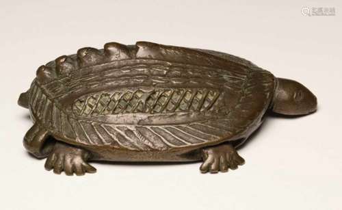 West Africa, large brass pendant, ca 1920in the form of a turtle, with holes for