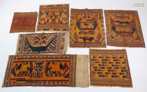 Sumatra, Kroe, Tampan, a collection of seven various tampan-design textileswith stylized patterns,