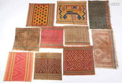 Sumatra, Kroe, tampan, a collection of 13 various cloths with various geometrical design, some