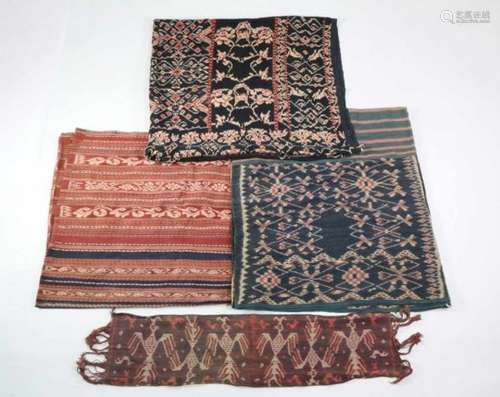 Sumba, a collecten of three ikat cloths and one ikat belt clothvarious stylized floral motifs and