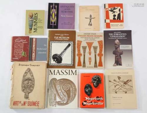 Collection of twelve books on African, Oceanic and Egyptian culturesDutch, French, English and