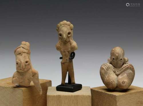 Indus Valei, Pakistan, Mehrgarh, 3000-2400 BC., three miniature terracotta figures;two busts and one