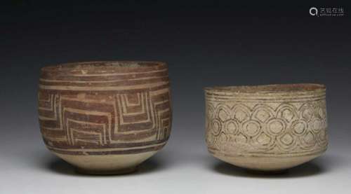 Indus Valei, Pakistan, Mehrgarh, 3000-2400 BC., two terracotta bowls,both with geometrical patterns.