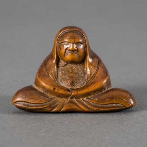 Wooden netsuke: meditating Daruma, Japan, not signed, around 18003,25