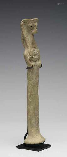 Norht Syrie, terracotta idol, 3rd - 2nd Mill BC,anthropomorphic-zoomorphic facial experssion, folded