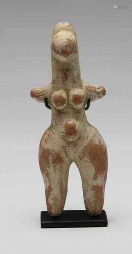 Iran, terracotta idol, Amlash, 1st Mill BC,;highly stylized female figure with bulbous expression