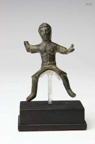 Roman or Celtic bronze figure of a rider, ca. 3rd - 1st century BC.h. 7,2 cm.; ; Provenance Tom