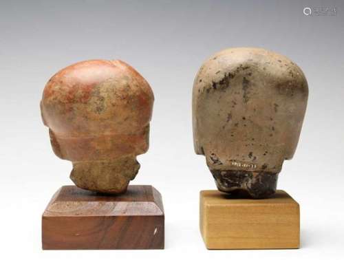 Equador, Chorerra, 1300-300 BC., two terracotta headstraces of pigment, one with old collection