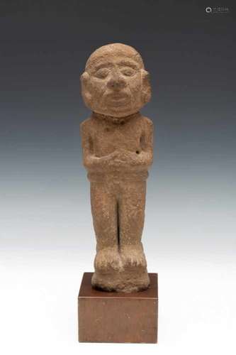 Mexico, Huasteq-Aztec, stone figure of a standing female, 1200-1500,with head repaired. Private