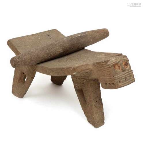 Costa Rica, Nicoya, vulcanic carved ceremonial grinding stone, metate, ca. 500-800.in the form of