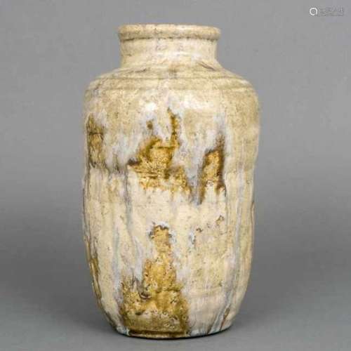 Hagi ware vase with white dripping glaze, Japan, not signed, provenance according to consignor: