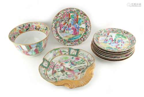 Property of a lady - a group of ten early / mid 19th century Chinese Canton famille rose items,