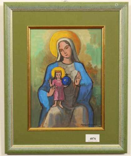 Matthieu Wiegman (1886-1971)Madonna met kind; gouache; 27 x 20 cm.; gesign. r.o.; 1200