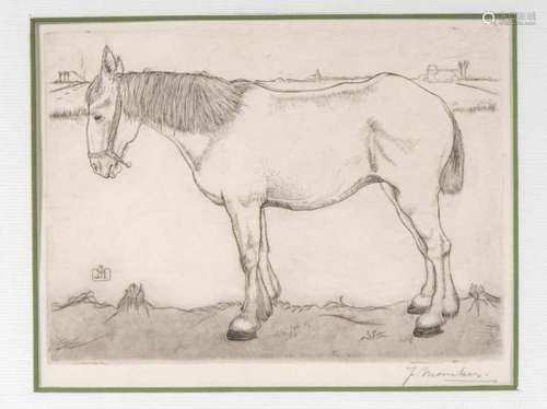 Jan Mankes (1889-1920)Paard, staand naar links; ets; 13 x 17 cm.; gesign. r.o.; 1500