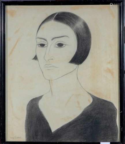 Nola Hatterman (1899-1984)Portret van Elisabeth de Nijs; houtskool; 55 x 46 cm.; gesign. l.o., te