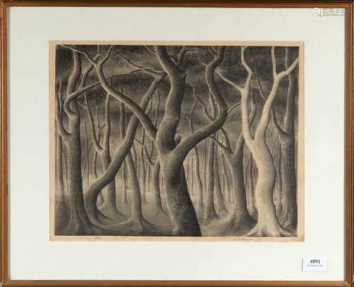 Nola Hatterman (1899-1984)Bomen; litho; 31 x 40 cm.; gesign. r.o., '30, 7/25; 1500