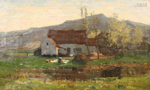 Christiaan Hendrik Hammes (1872-1965)Boerderij achter de duinen; doek; 50 x 80 cm.; gesign. r.o.,