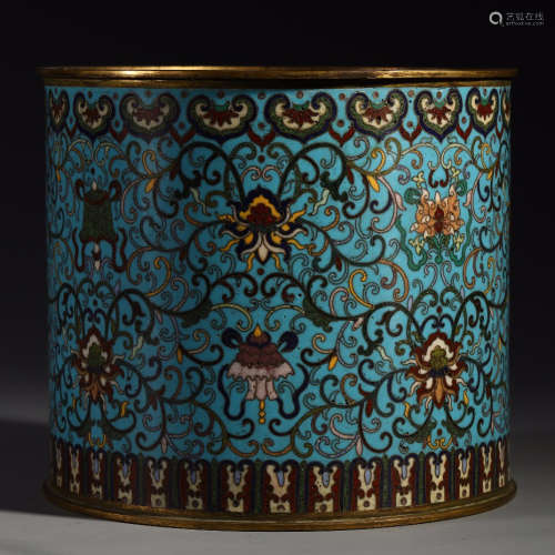 CHINESE CLOISONNE FLOWER BRUSH POT