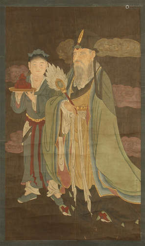 CHINESE SCROLL PAINTING OF TWO FIGURES