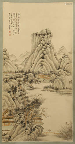 CHINESE SCROLL PAINTING OF MOUNTAIN VIEWS