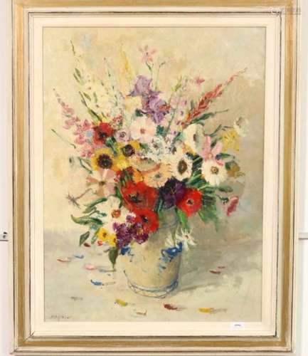 Jan den Hengst (1904-1982)Bloemen in een vaas; doek; 80 x 60 cm.; gesign. l.o.; Herkomst: