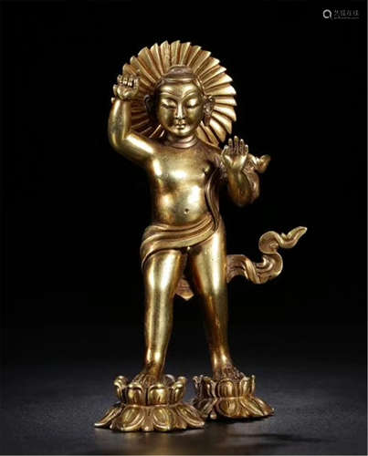 CHINESE GILT SILVER STANDING BUDDHA