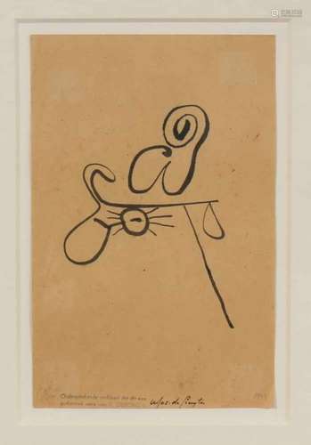 Piet Ouborg (1893-1956)Zonder titel; inkttekening; 21 x 13 cm.; ongesign.,1948, verklaring door