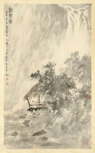 CHINESE SCROLL PAINTING OF WATERFALL